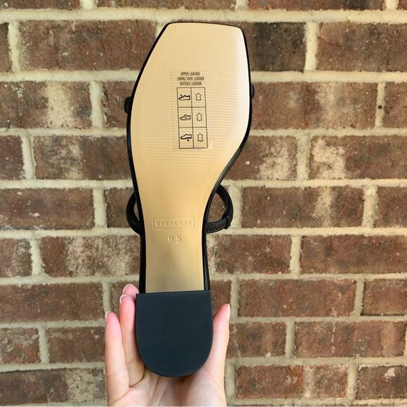 Everlane Shoes Double Strap Heel in Black Leather Minimalist Neutral Womens 9.5 - Picture 11 of 12